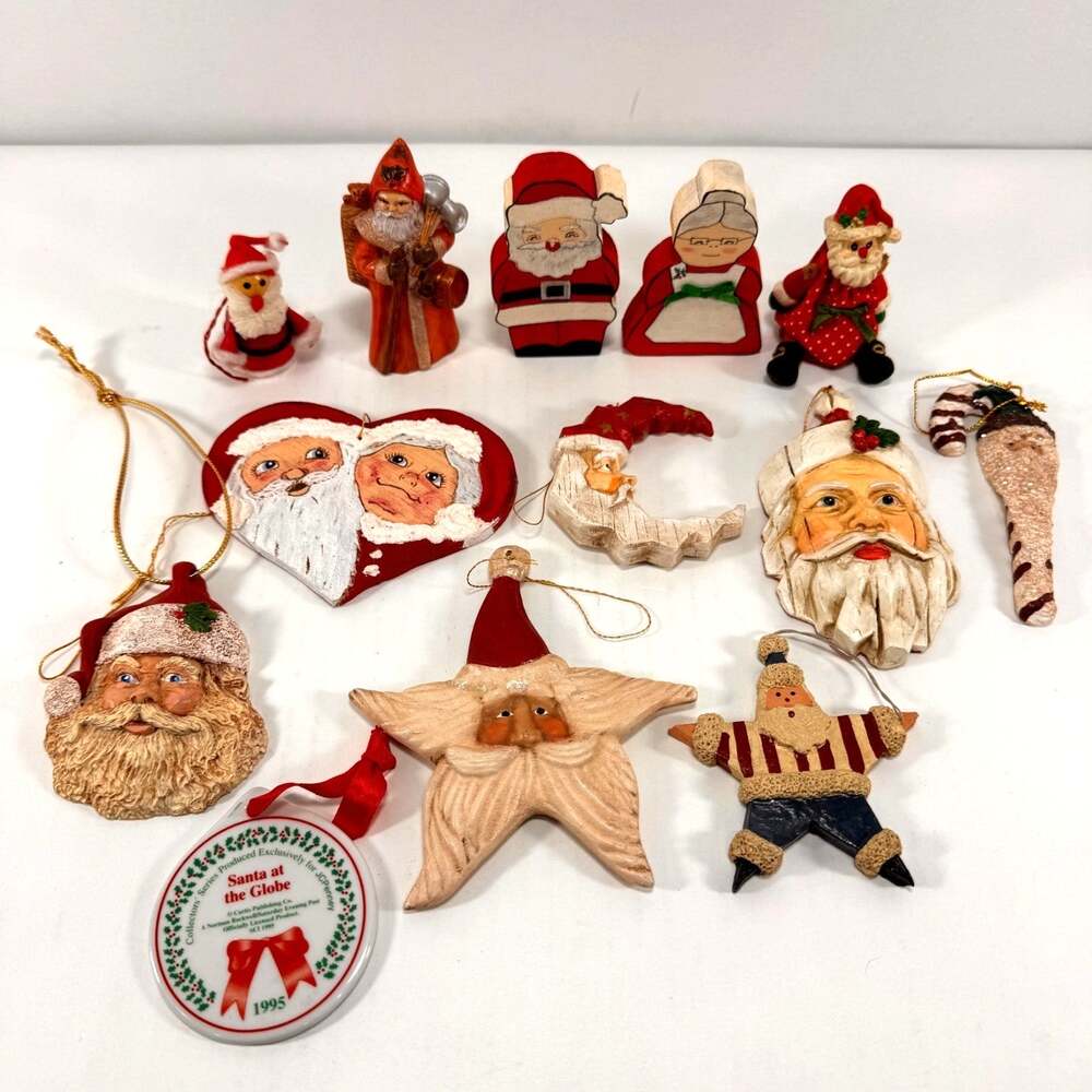 13 Vintage Santa Claus Christmas Ornaments Old World Santa Holiday Decor